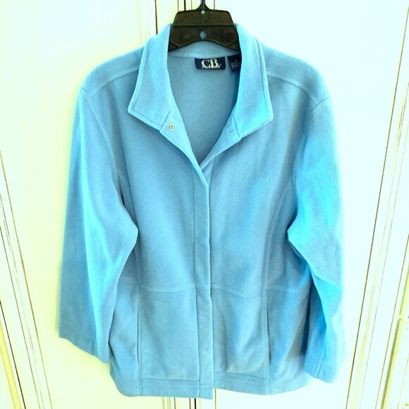 EUC Women's CB Casual Snap Front Dusty Blue Fleece Jacket size Medium - Picture 4 of 8
